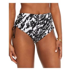 BAR III Women's Black Drawstring Tie Heat Wave High Waisted Swimsuit Bottom L